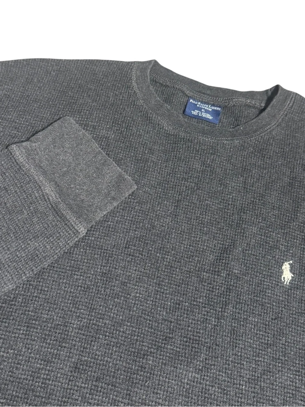 Polo Ralph Lauren Sleepwear Dark Charcoal Waffle Thermal Long Sleeve Shirt XL